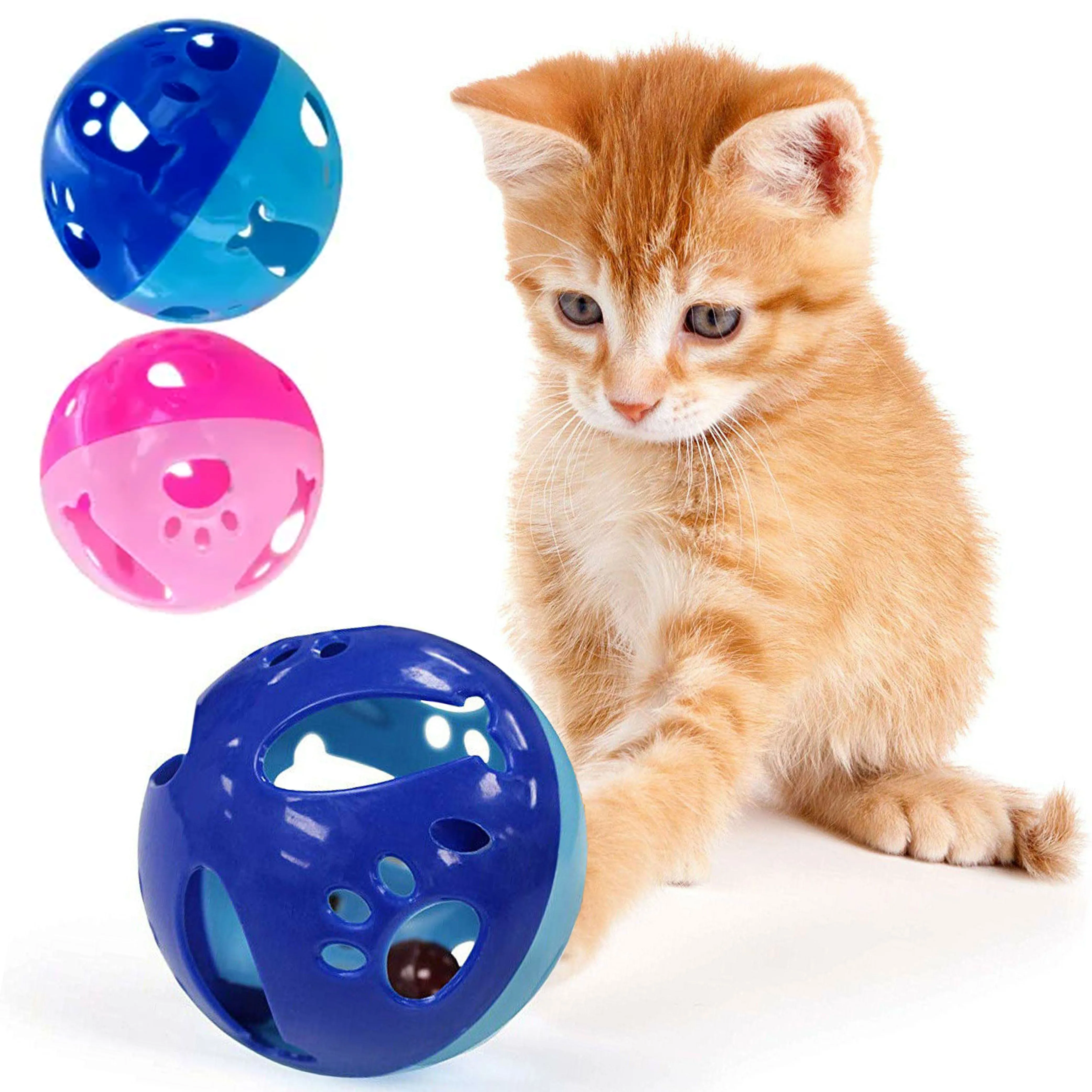 2 Pc Cat Kitten Toy Pets Large Interactive Ball with Bell Puppy Dog Chase Play