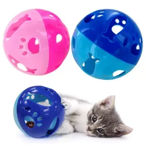 2 Pc Cat Kitten Toy Pets Large Interactive Ball with Bell Puppy Dog Chase Play