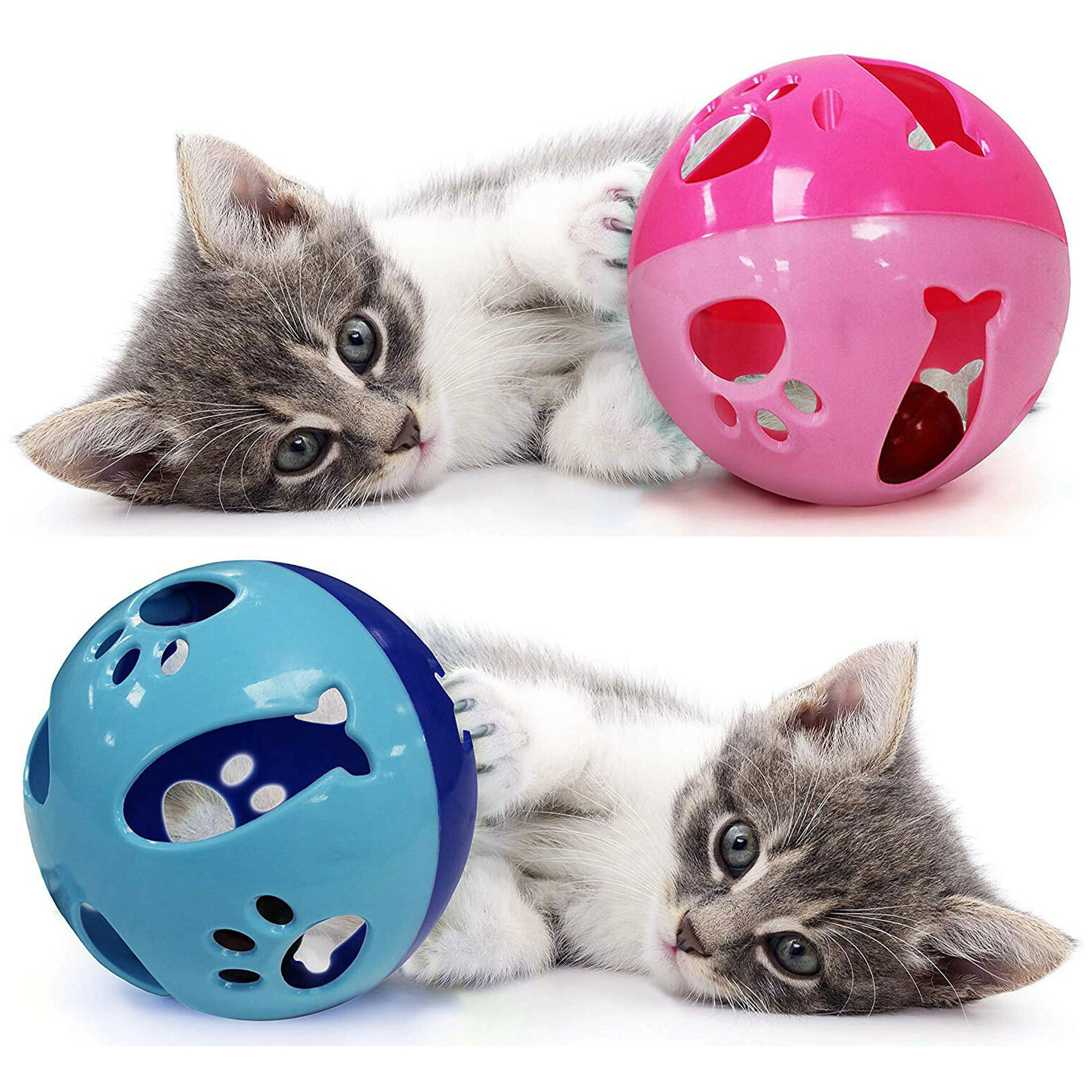 2 Pc Cat Kitten Toy Pets Large Interactive Ball with Bell Puppy Dog Chase Play