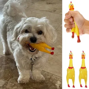 2pc Fun Pet Dog Shrilling Rubber Chicken Chew Sound Squeeze Screaming Toy Small