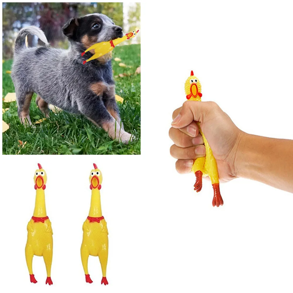 2pc Fun Pet Dog Shrilling Rubber Chicken Chew Sound Squeeze Screaming Toy Small