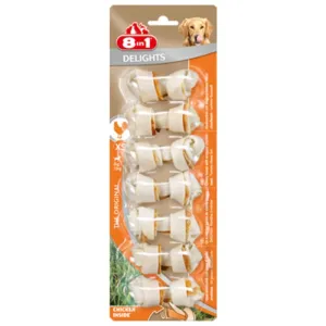 8 In 1 Delights | Gluten Free Rawhide Dog Treats | Chicken Bones - Extra Small