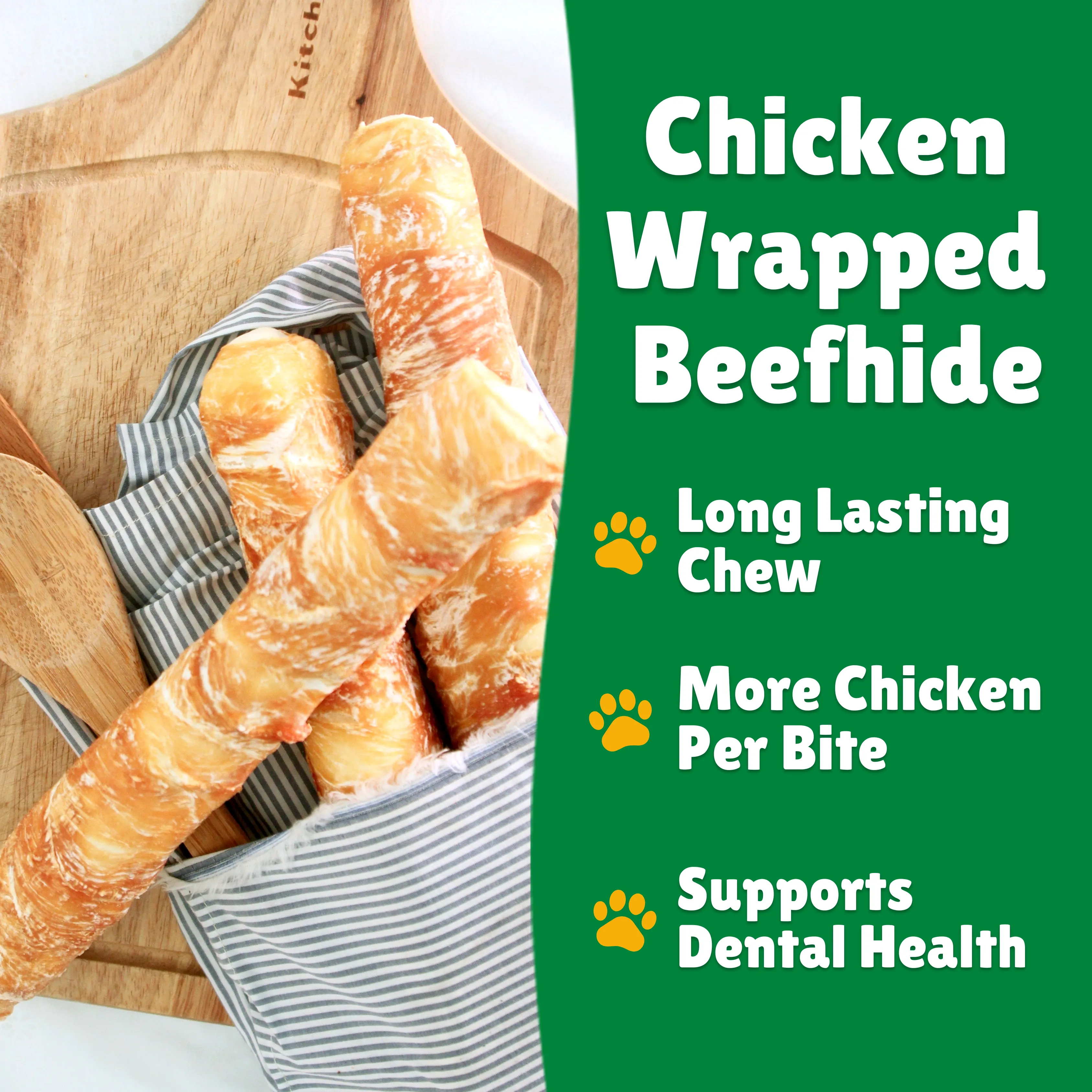 Chicken Wrapped Beefhide Dog Treats: Retrievers for Large Dogs