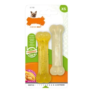 Dog Chewing Toy Nylabone Moderate Chew Twin Thermoplastic Chicken Xs 2 Pcs