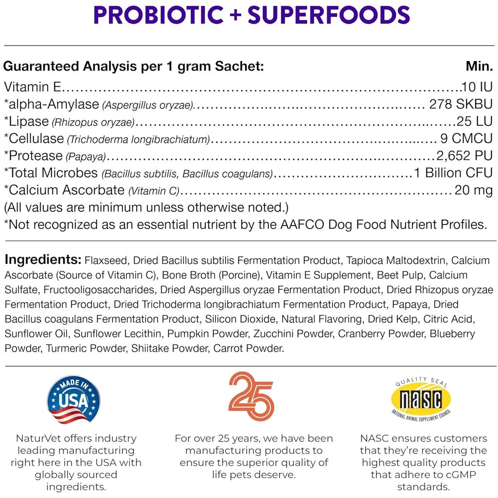 Evolutions by NaturVet Probiotic Superfoods Digestive Powder for Dogs, 30 count