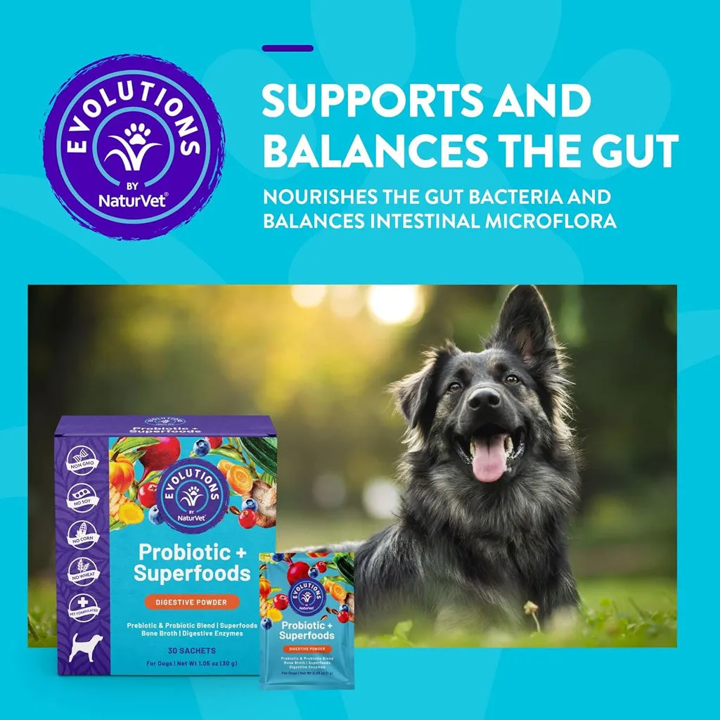 Evolutions by NaturVet Probiotic Superfoods Digestive Powder for Dogs, 30 count