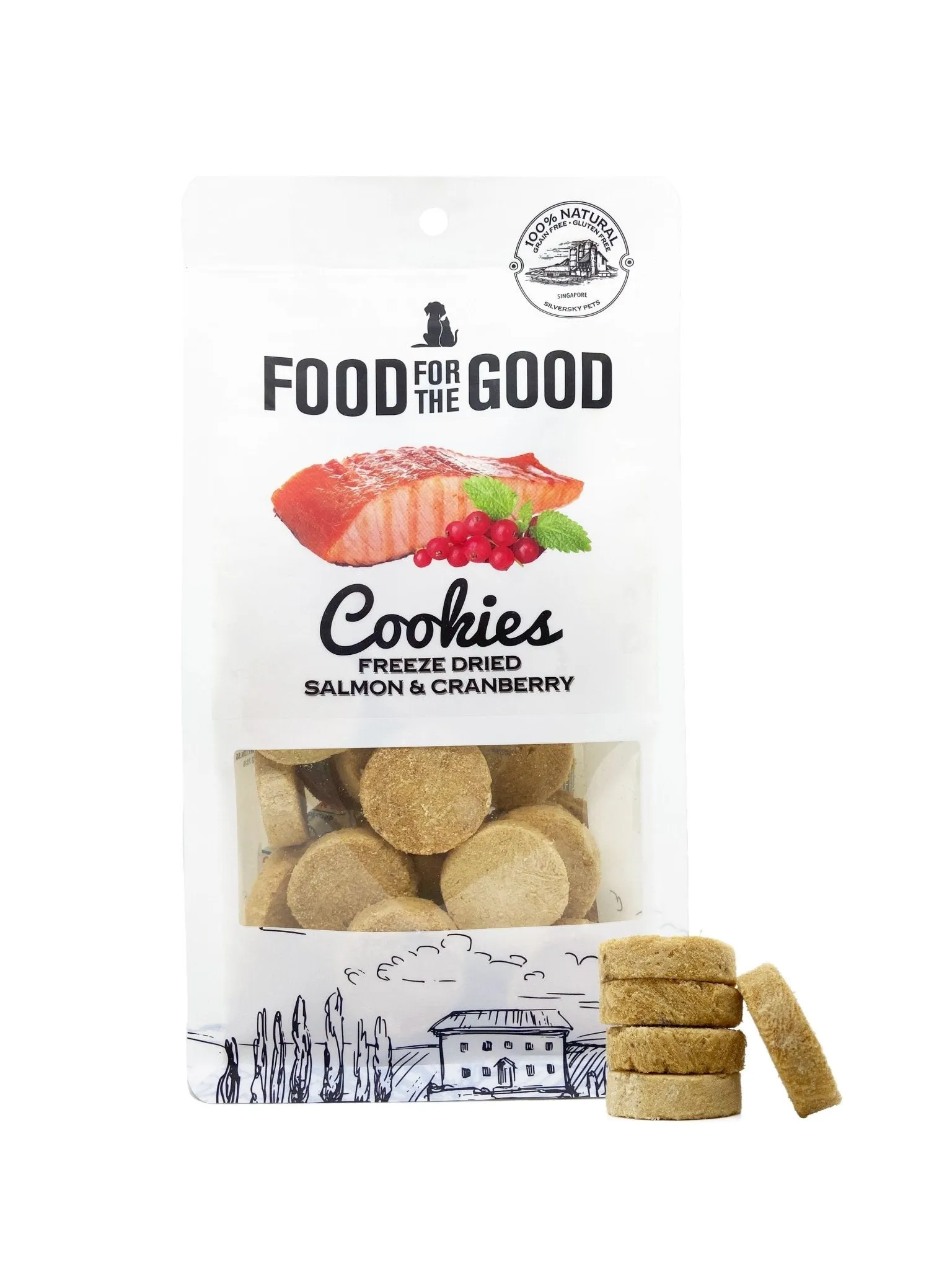 Food For The Good Freeze Dried Cat & Dog Treats (Salmon & Cranberry Cookies)
