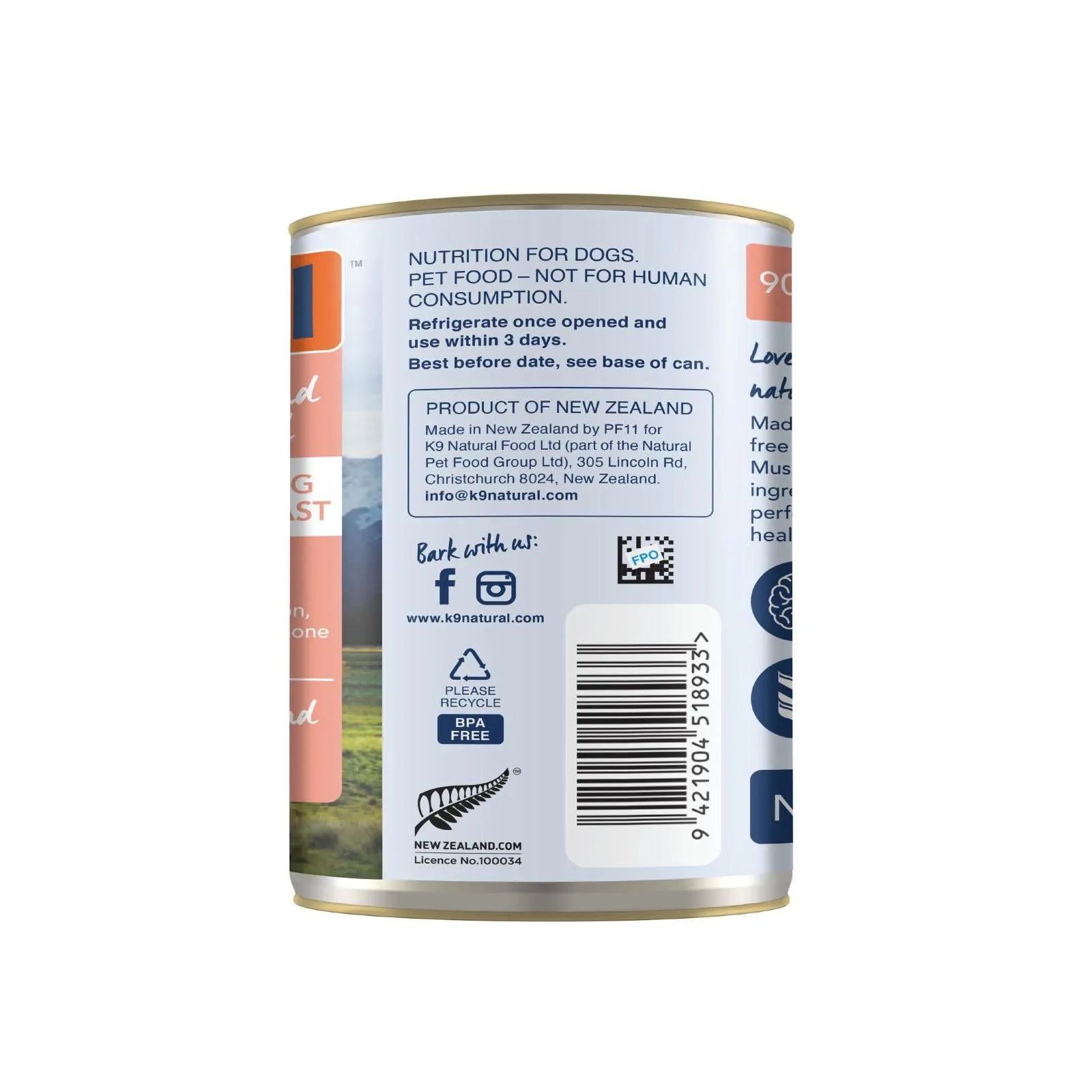 K9 Natural Lamb and King Salmon Feast Wet Dog Food 370g