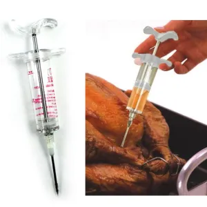 Marinade Injector Needle Flavor Syringe Cooking Meat Poultry Turkey Chicken BBQ