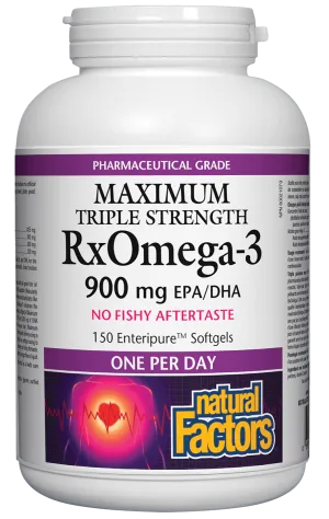 Natural Factors RxOmega-3 Factors, Maximum Triple Strength, 150 softgels