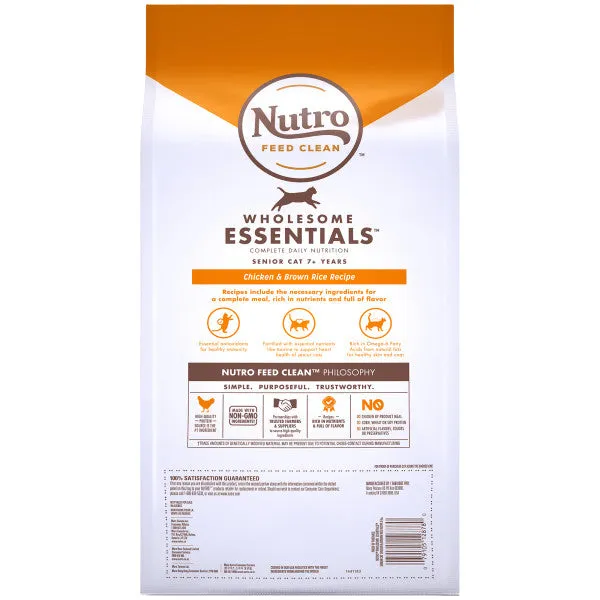 NUTRO WHOLESOME ESSENTIALS Natural Dry Cat Food, Senior Cat Chicken & Brown Rice Recipe