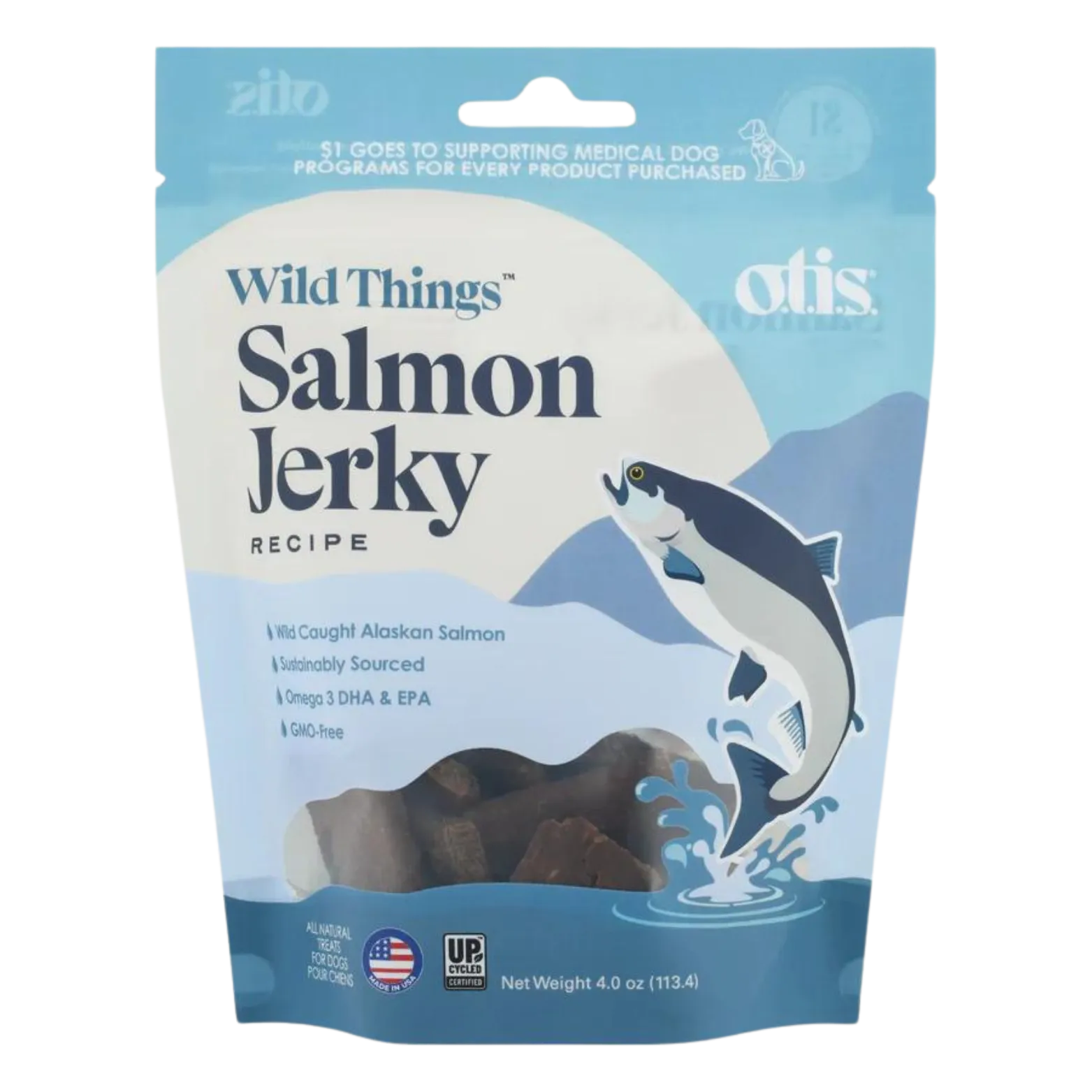 Otis Wild Things Salmon Recipe Jerky Dog Treats 4 oz