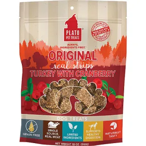 Plato Dog Strp Grain Free Turkey Cranbury 18 Oz.