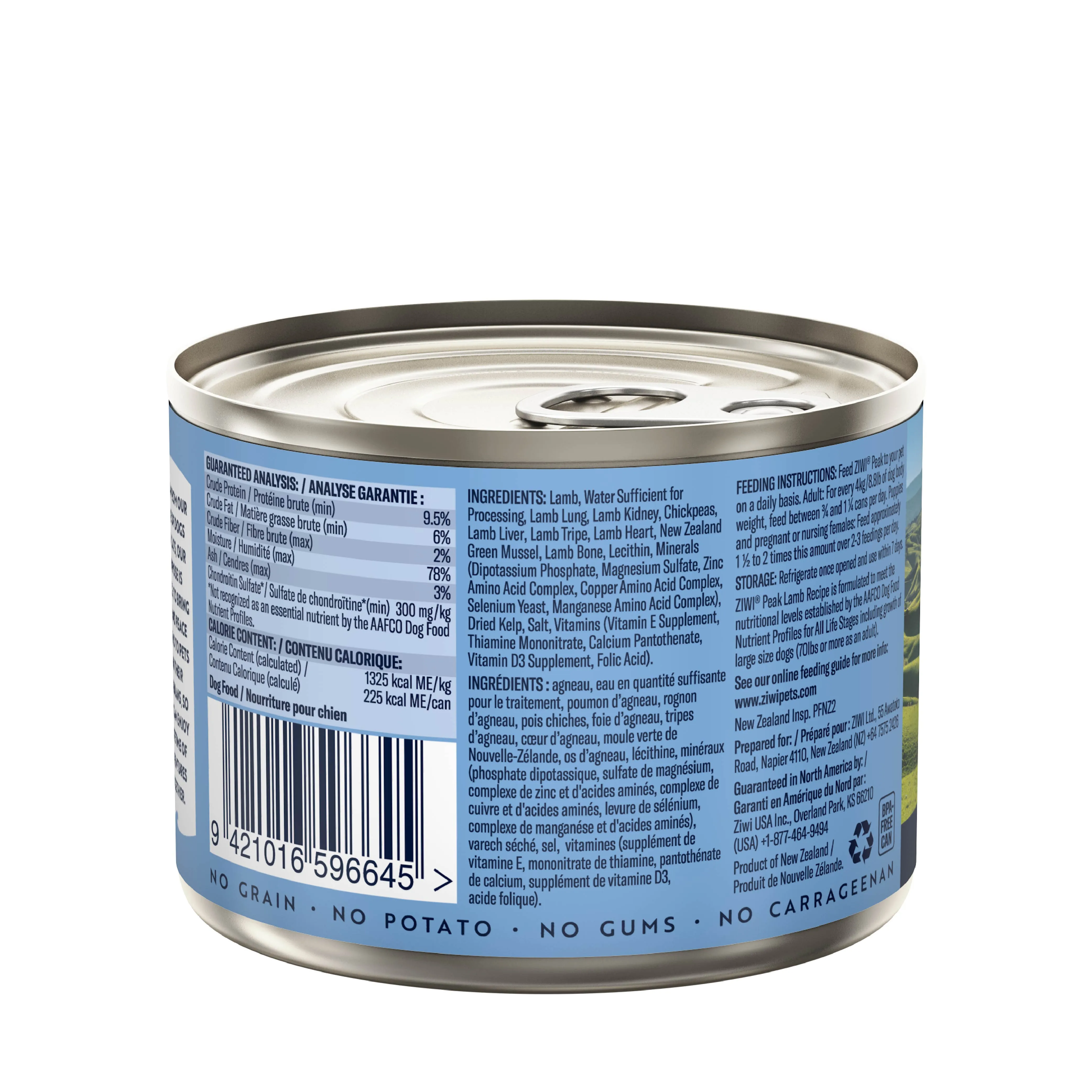 ZIWI Peak Wet Lamb Recipe Dog Food 170g x 12